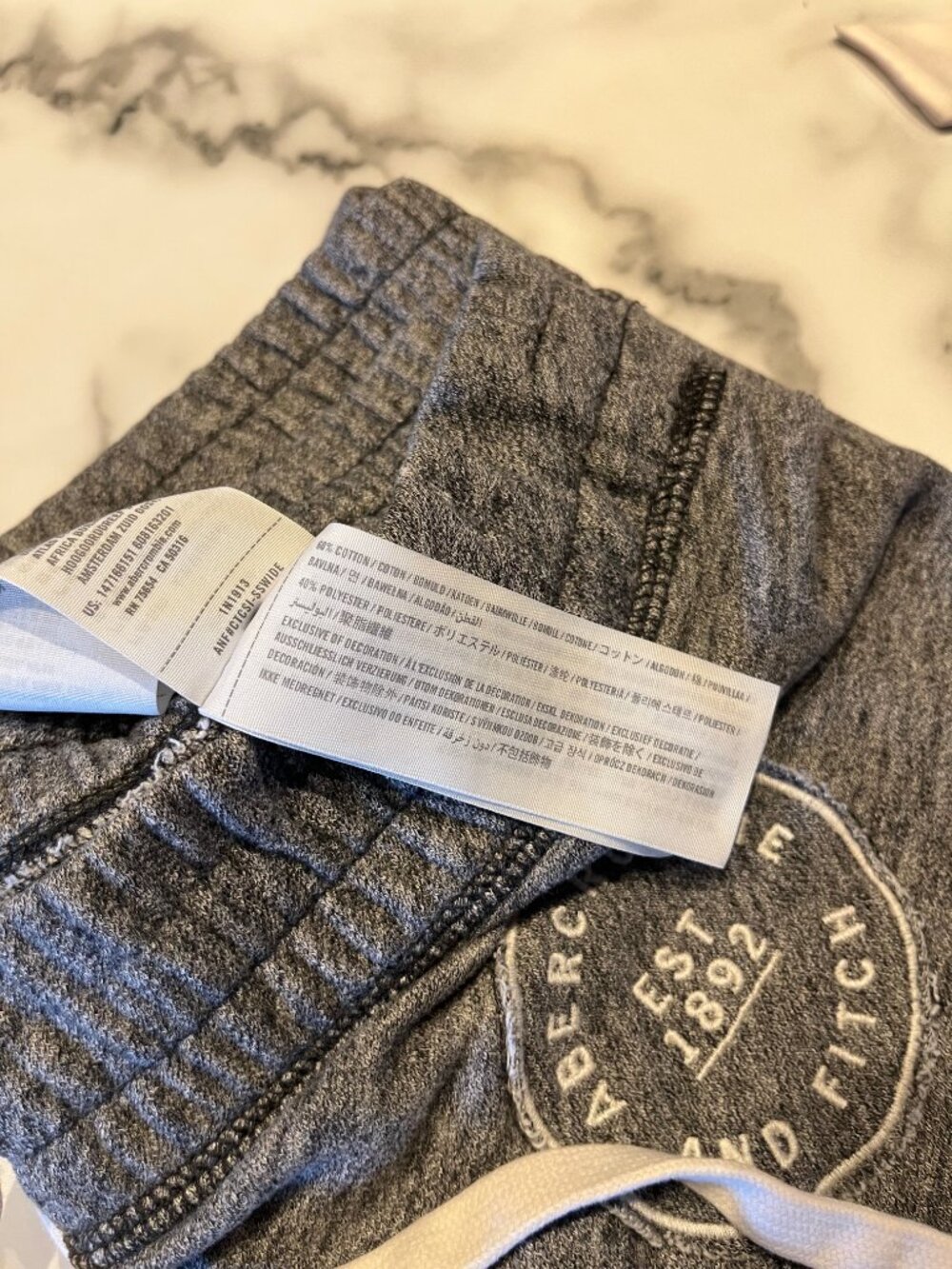 Abercrombie & Fitch Vintage Heather Gray Joggers Sweatpants Heritage Patch Small - Picture 10 of 12